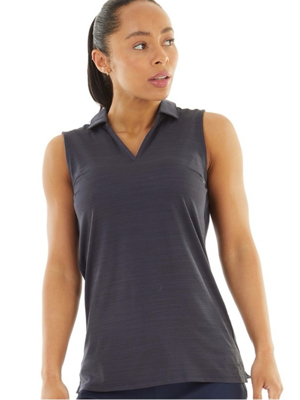 Puma Women's Dark Gray Sleeveless Polo Tank Top - Picture 2 of 6
